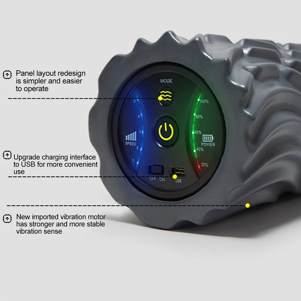 Electric Foam Roller with Vibration Massage - 4 - Speed Rechargeable Foam Shaft for Deep Tissue Muscle Relaxation in Home Gym - WestmannsStore